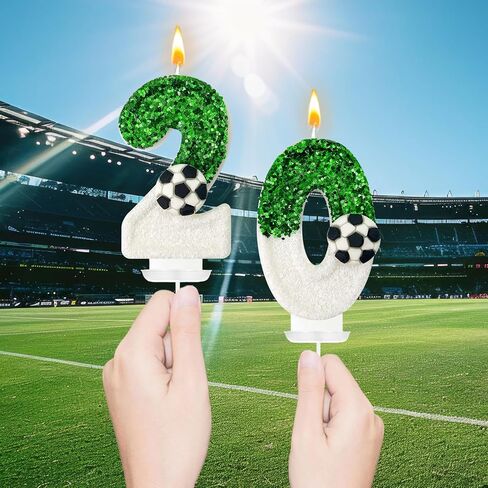 10Th Birthday Candles，Soccer Birthday Decorations，Soccer Cake Topper,for Girl and boy Cake Toppers, Wedding Cakes, Anniversaries, Party Celebrations, Birthday Decorations in Saudi Arabia