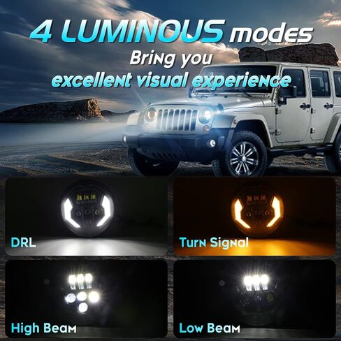 Sinoparcel Upgraded 5x7 7x6 Inch LED Sealed Beam Headlights with DRL/Turn Signal,500% Brighter H6054 6054 High Low Beam Halogen Replacement for YJ/Cherokee XJ/Savana Truck,Pack of 2 in Saudi Arabia