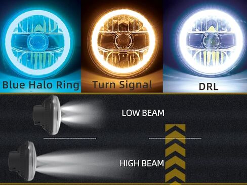 Sinoparcel Upgraded 5x7 7x6 Inch LED Sealed Beam Headlights with DRL/Turn Signal,500% Brighter H6054 6054 High Low Beam Halogen Replacement for YJ/Cherokee XJ/Savana Truck,Pack of 2 in Saudi Arabia