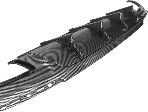 FREEMOTOR802 Compatible with 2015-2023 Chrysler 300 Rear Diffuser, IKON V2 Style Carbon Fiber Print PP Rear Bumper Molding Lip Lower Valance Diffuser Shark Fin Splitter 2-pc Set in Saudi Arabia