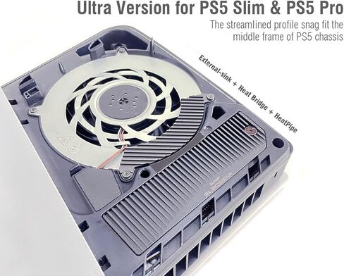 ElecGear PS5 Slim NVMe SSD Heatsink, P5SC Heat Pipe + Aluminum Cooler works with PlayStation 5 CUH-2000 internal PCIe M.2 NVMe 4.0 Gen4 SSD, Thermal Pads and Re-designed SSD Mounting Post Kit in Kuwait