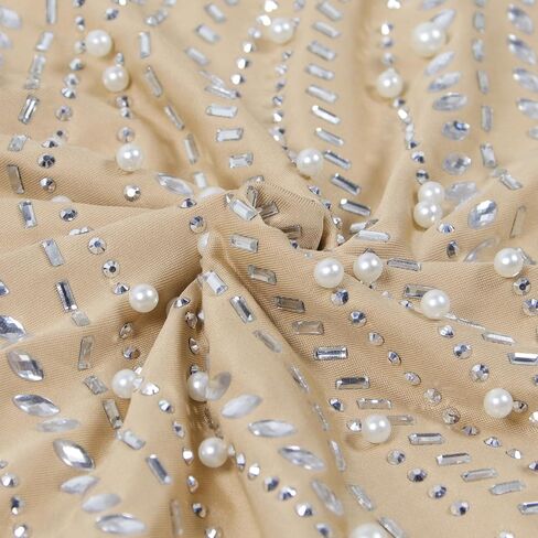 PORRCEY Women Sexy Elegant Rhinestone Mesh See Through Evening Dresses Party Club Night Clubwear in Kuwait