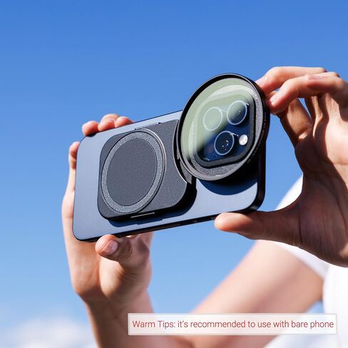 67mm Universal Magnetic Lens Filter Adapter for iPhone 15 Pro 14 Pro 15 Pro Mx 14 Pro Max, Phone Lens Filter Ring with 1/4-20" Tripod Screw & Cold Shoe Mount for Vlogging Video Record (No Filter in Saudi Arabia