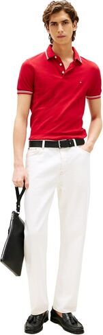 Tommy Hilfiger Men Short Sleeve Disual Polo Dertts في تناسب ضئيلة مع تصميمات الكفة والكفة in Saudi Arabia