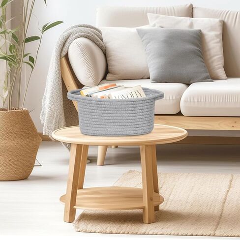 ABenkle Small Storage Basket, Mini Basket, Cute Tiny Cotton Rope Woven Basket, Boho Decorative Toy Dog Cat Basket for Nursery, Spa, Empty Gift Basket with Gift Bags and Ribbon - White in Saudi Arabia