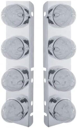 UNITED PACIFIC 37991 Air Cleaner Light Bar, Front, Stainless Steel, with Bracket, Cab Light, Amber LED, Clear Lens, with Chrome Bezels, 19 LED Per Grakon 1000 Style Light, for Peterbilt Trucks in Saudi Arabia