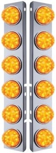 United Pacific 31978 Air Cleaner Light Bar, Front, Stainless Steel, with Bracket, Cab Light, Amber LED and Lens, with SS Bezels, 17 LED Per Light, for Peterbilt Trucks in Saudi Arabia