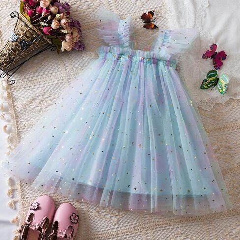 Baby Girls Tulle Tutu Dress Summer Birthday Party Babydoll Dresses Size 6M-5T in Kuwait