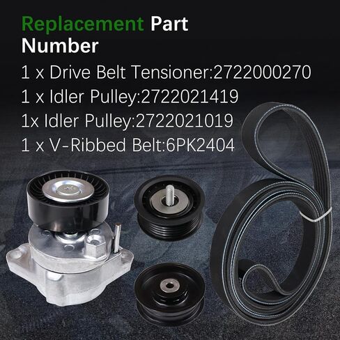 2722000270 Serpentine Belt Tensioner Idler Pulley Drive Assembly Kit Fit for 2005-2011 Mercedes-Benz ML350 GL450 G550 SLK300 C280 GLK350 E350 CL550 S550#2722021419 2722021019 6pk2404 in Kuwait