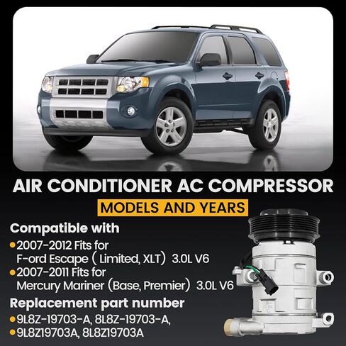 Air Conditioner AC Compressor w/Clutch Fits for Hyundai Elantra, Elantra Coupe GT, for Kia Forte5 Forte Koup Soul EV Replace# 197383, 198383, 97701A5800, 97701F2800 in Saudi Arabia