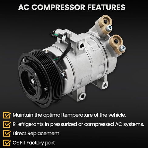 Air Conditioner AC Compressor w/Clutch Fits for Hyundai Elantra, Elantra Coupe GT, for Kia Forte5 Forte Koup Soul EV Replace# 197383, 198383, 97701A5800, 97701F2800 in Saudi Arabia