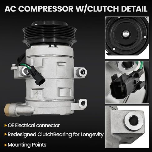 Air Conditioner AC Compressor w/Clutch Fits for Hyundai Elantra, Elantra Coupe GT, for Kia Forte5 Forte Koup Soul EV Replace# 197383, 198383, 97701A5800, 97701F2800 in Saudi Arabia