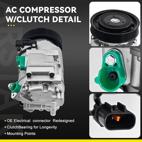 ضاغط مكيف الهواء مع قابض يناسب هيونداي إلنترا، إلنترا كوبيه جي تي، لكيا فورتي 5 فورتي كوب سول EV استبدال # 197383، 198383، 97701A5800، 97701F2800 in Kuwait