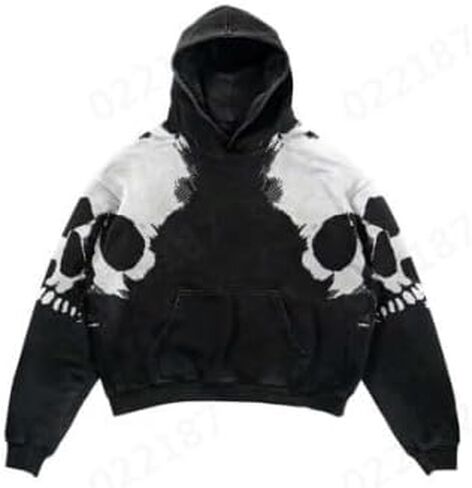Street retro unisex pullover hoodie, autumn and winter Gothic printed casual hoodie in Saudi Arabia