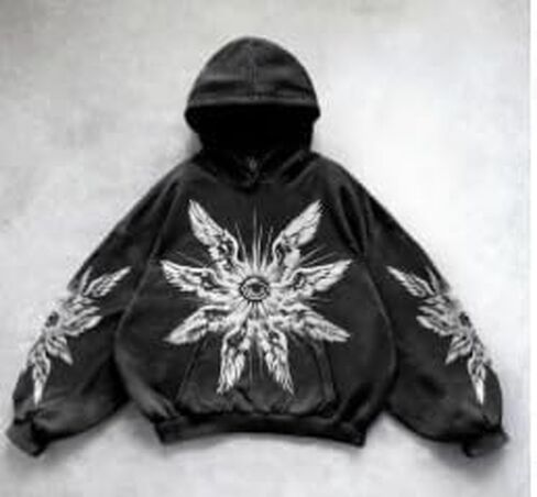 Street retro unisex pullover hoodie, autumn and winter Gothic printed casual hoodie in Saudi Arabia