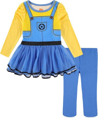 Universal Minions Girls 2 قطعة طويلة الأكمام بريق تول لباس وجوارب القدمين للأطفال الصغار in Saudi Arabia