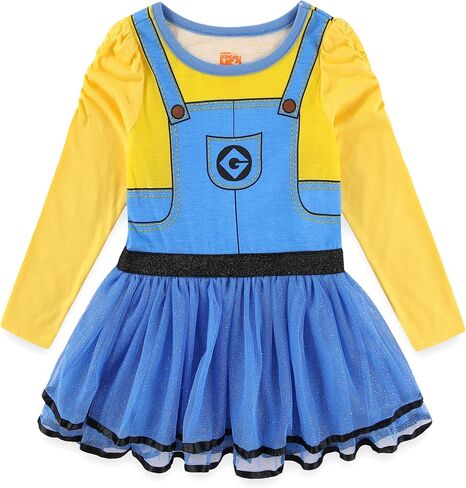 Universal Minions Girls 2 قطعة طويلة الأكمام بريق تول لباس وجوارب القدمين للأطفال الصغار in Saudi Arabia