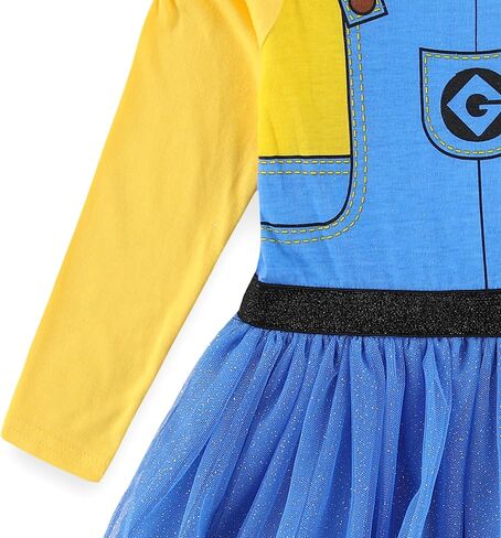 Universal Minions Girls 2 قطعة طويلة الأكمام بريق تول لباس وجوارب القدمين للأطفال الصغار in Saudi Arabia