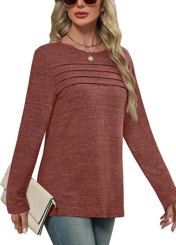 WIHOLL Long Sleeve Shirts for Women Tunic Tops Fall Sweaters Fashion 2025 Winter Clothing Sweater in Kuwait