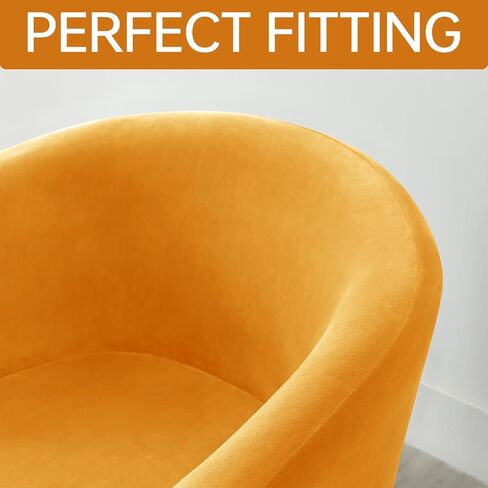 Deisy Dee 2 Piece Velvet Club Chair Slipcover Tub Chair Slipcovers Stretch Barrel Chair Covers Accent Chair Cover Removable Couch Furniture Protector Arm Chair Cover for Living Room (Yellow) in Saudi Arabia