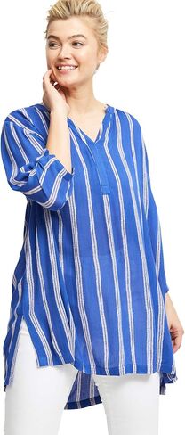 ellos Plus Size Notch Neck Crinkle Tunic in Kuwait