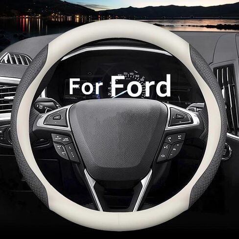 Nappa Leather Slim and Stylish Steering Wheel Cover, for Ford Steering Wheel Cover Accessories Interior Modification, Black in Kuwait