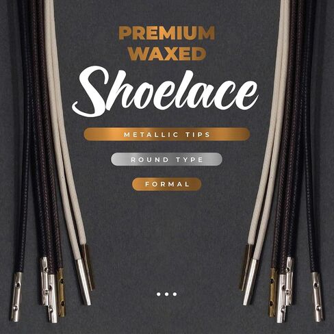 Low-Twist Round Shoelaces with Metal Tips,Durable Replacement Laces with Gold/Silver Ends for Business Shoes in Saudi Arabia