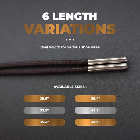 Low-Twist Round Shoelaces with Metal Tips,Durable Replacement Laces with Gold/Silver Ends for Business Shoes in Saudi Arabia