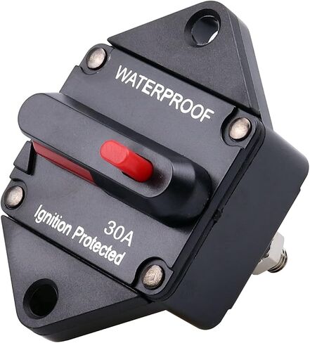 30Amp Circuit Breaker,12V-48V DC Waterproof Fuse Holder 30amp with Manual Reset for Auto Truck RV Marine Electric Trolling Motors, Panel Mount in Saudi Arabia