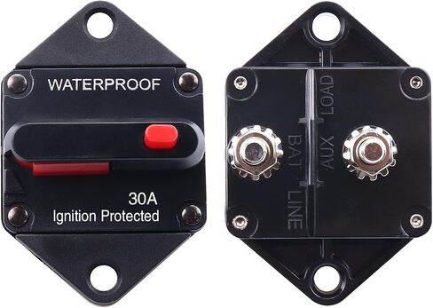 30Amp Circuit Breaker,12V-48V DC Waterproof Fuse Holder 30amp with Manual Reset for Auto Truck RV Marine Electric Trolling Motors, Panel Mount in Saudi Arabia