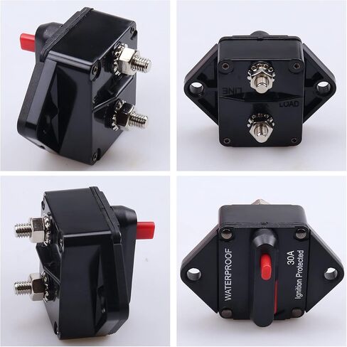 30Amp Circuit Breaker,12V-48V DC Waterproof Fuse Holder 30amp with Manual Reset for Auto Truck RV Marine Electric Trolling Motors, Panel Mount in Saudi Arabia