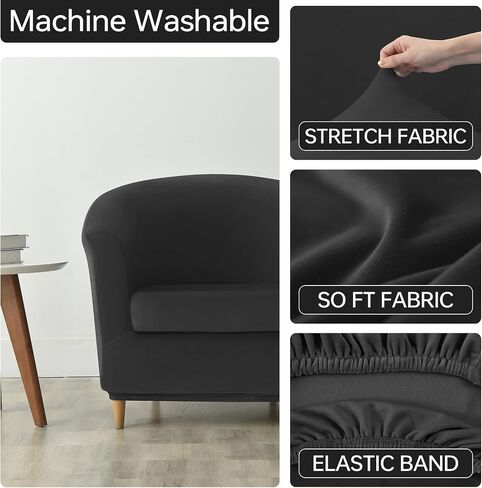 Deisy Dee 2 Piece Velvet Club Chair Slipcover Tub Chair Slipcovers Stretch Barrel Chair Covers Accent Chair Cover Removable Couch Furniture Protector Arm Chair Cover for Living Room (Yellow) in Saudi Arabia