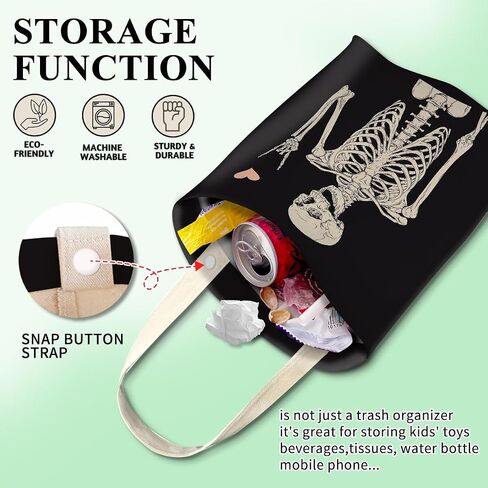 Car Trash Can, Cute Car Trash Bag, Hanging Car Organizer and Storage Bag, Trash Bin for Car Accessories, Vehicle, Travelling, Camping Cool Skull Heart in Kuwait