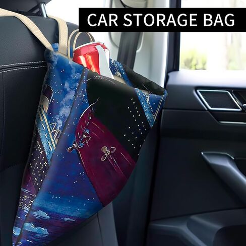 Car Trash Can, Cute Car Trash Bag, Hanging Car Organizer and Storage Bag, Trash Bin for Car Accessories, Vehicle, Travelling, Camping Cool Skull Heart in Kuwait