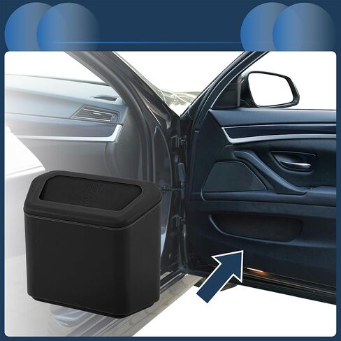 Car Trash Can Car Door 6.3" Length 2.8" Width 5.5" Height Auto Trash Bin Plastic Black Hanging in Saudi Arabia