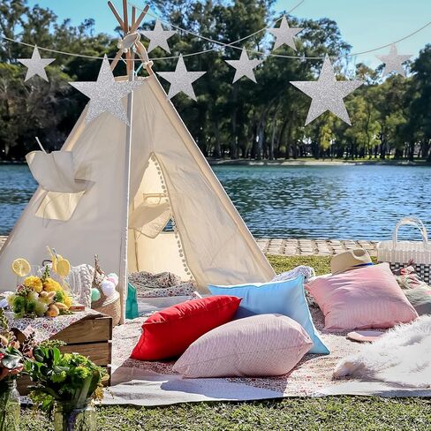 24 Pcs 4 Sizes Glitter Star Cardboard with Nylon String Silver Glitter Stars Cutouts for Party Decoration Silver Cardboard Stars Double Printed Paper Star Decorations for Wedding Wall Decor in Kuwait