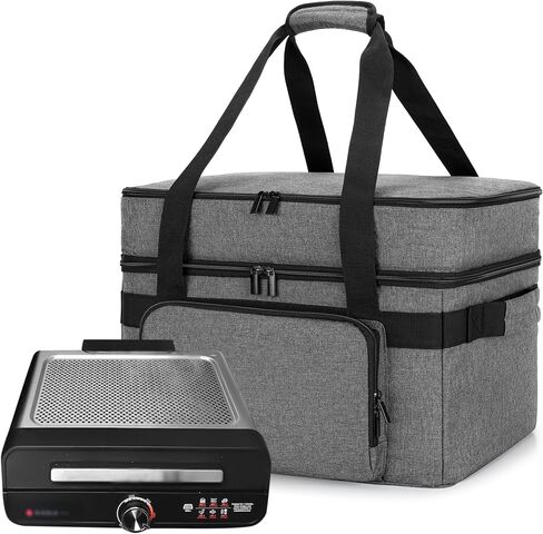 LUXJA Indoor Grill Carrying Bag with Bottom Pad Compatible for Ninja Sizzle GR101 Smokeless Grill, Double Layer Electric Grill Bag with Plates Section (Bag Only), Black in Kuwait