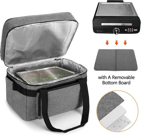 LUXJA Indoor Grill Carrying Bag with Bottom Pad Compatible for Ninja Sizzle GR101 Smokeless Grill, Double Layer Electric Grill Bag with Plates Section (Bag Only), Black in Kuwait
