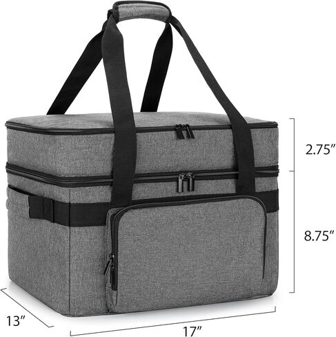 LUXJA Indoor Grill Carrying Bag with Bottom Pad Compatible for Ninja Sizzle GR101 Smokeless Grill, Double Layer Electric Grill Bag with Plates Section (Bag Only), Black in Kuwait