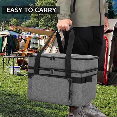 LUXJA Indoor Grill Carrying Bag with Bottom Pad Compatible for Ninja Sizzle GR101 Smokeless Grill, Double Layer Electric Grill Bag with Plates Section (Bag Only), Black in Kuwait