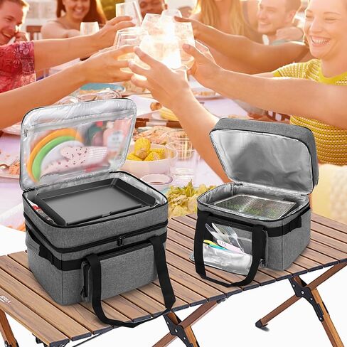 LUXJA Indoor Grill Carrying Bag with Bottom Pad Compatible for Ninja Sizzle GR101 Smokeless Grill, Double Layer Electric Grill Bag with Plates Section (Bag Only), Black in Kuwait