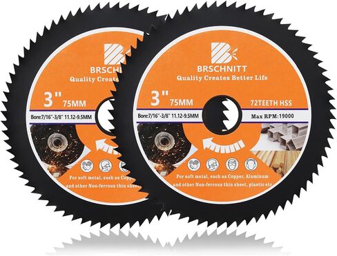 HSS Circular Saw Blade 3inch - BRSCHNITT 3pcs 72T 11.12-9.5mm Arbor Cutting Discs for Wood, Copper, Aluminum, Plastic and Soft Metal in Kuwait