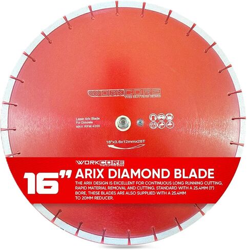 WorkCore 16" Inch Premium Turbo Diamond Concrete Blade, Hard Reinforced Concrete, Asphalt, Granite, Tiles, Masonry, Bricks, Block, Wet Or Dry, Walk Behind and Handheld Saws in Kuwait