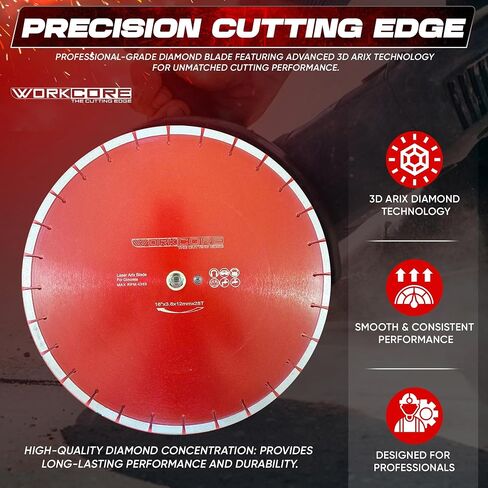 WorkCore 16" Inch Premium Turbo Diamond Concrete Blade, Hard Reinforced Concrete, Asphalt, Granite, Tiles, Masonry, Bricks, Block, Wet Or Dry, Walk Behind and Handheld Saws in Kuwait