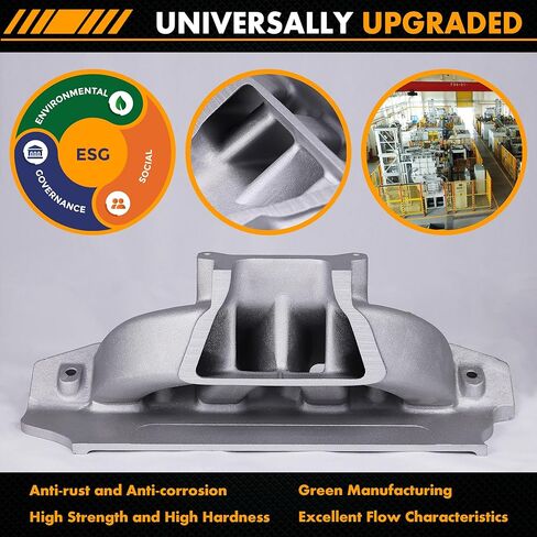 54023 8023 7181 Intake Manifold Aluminum Dual Plane Compatible with Ford Small Block Windsor 351/5.8L 1969-1997 SBF 351W 1,500-6,800 RPM V8 Engine Polished in Saudi Arabia