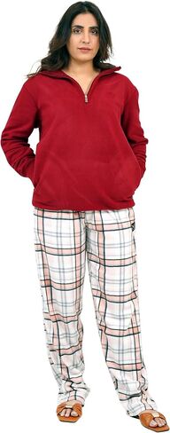 Womens Polar Fleece Pajama Loungewear 1-Piece, Soft & Cozy Lightweight Pajama with Pockets, Durable Comfy Sleepwear in Kuwait