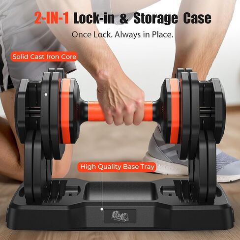 2025 Updated Adjustable Dumbbell Set of 2, 5-IN-1 Weights Dumbbell Set with Storage Box, 25lbs/55lbs Adjustable Weights with Anti-slip Silicone Grip, Weight Set For Home Gym Suit both Men and Women in Kuwait
