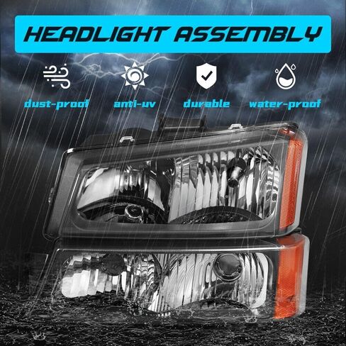 Black Housing Headlights & Red Tail Lights Front Left Right Rear ABS Plastic/Polycarbonate Lens for Chevy GM2502224 19169002 125-10997 in Saudi Arabia