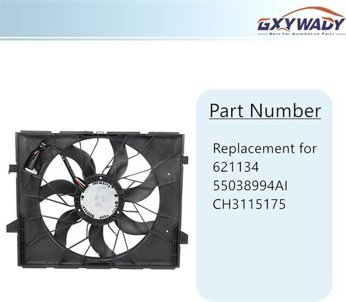 GXYWADY Cooling Fan Assembly Replacement for 55038994AI 621-134 Replacement for Grand Cherokee 2011-2013 Replacement for Durango 2011-2013 in Saudi Arabia