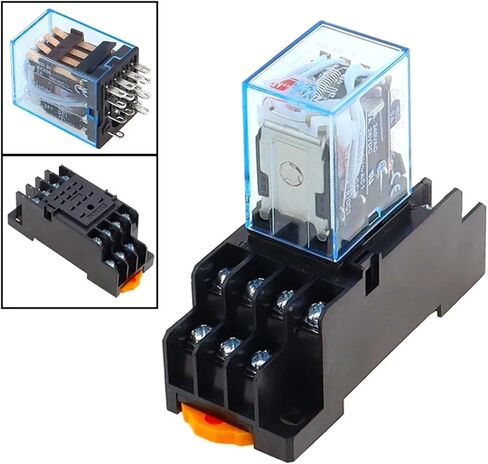 10pcs my4nj ترحيل الطاقة 4NO 4NC 5A 14 PIN مع قاعدة المقبس للسكك الحديدية - 12V 24V 36V 48V 110V 220V AC/DC (24V -AC) in Kuwait
